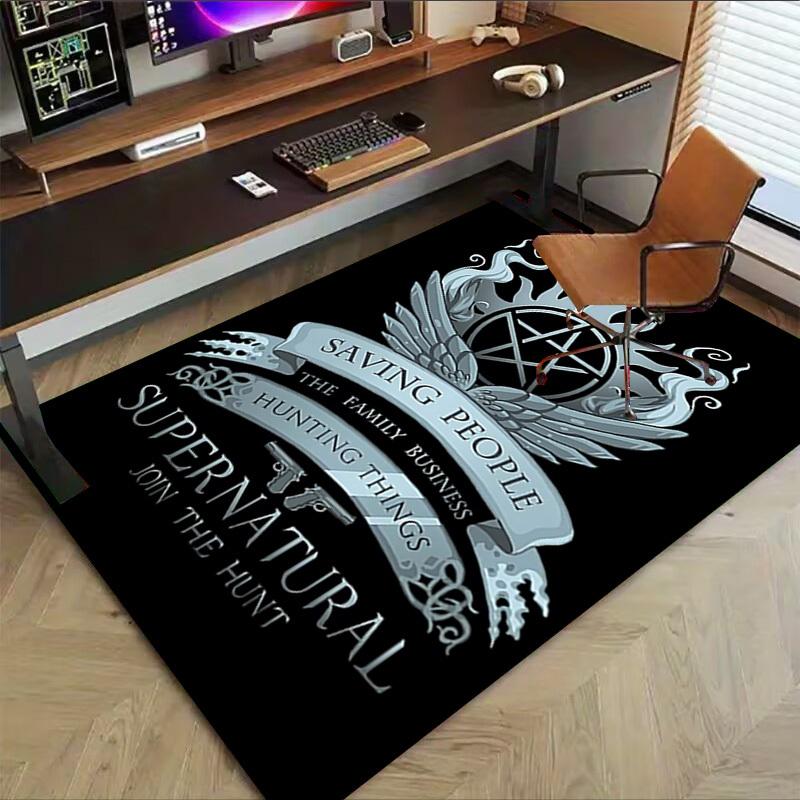 1pc SUPERNATURAL JOIN THE HUNT Home Office, Durable Polyester Floor Mat with Easy, Office Decor, Urban Style, Nonslip Backing