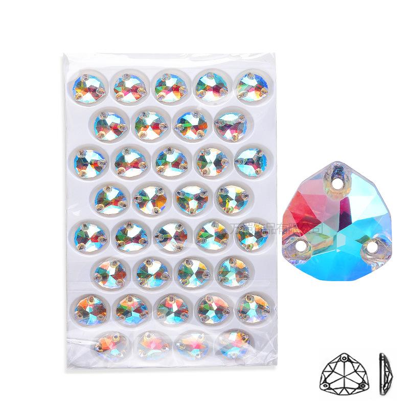 Glass Fat Triangular Flat Bottom Hand Sewn Drill, Neon Fluorescent Flat Buckle Rhinestone Jewelry Accessories Diy Clothing Accessories Sticker Drill