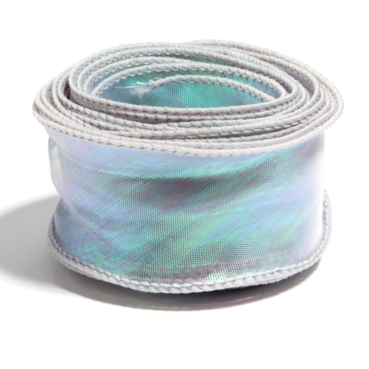 5Yards 4cm Fishtail Organza Ribbon Reflective Iridescent Wavy Edge Ribbon For DIY Bow Bouquet Gift Packaging Wedding Decoration серый