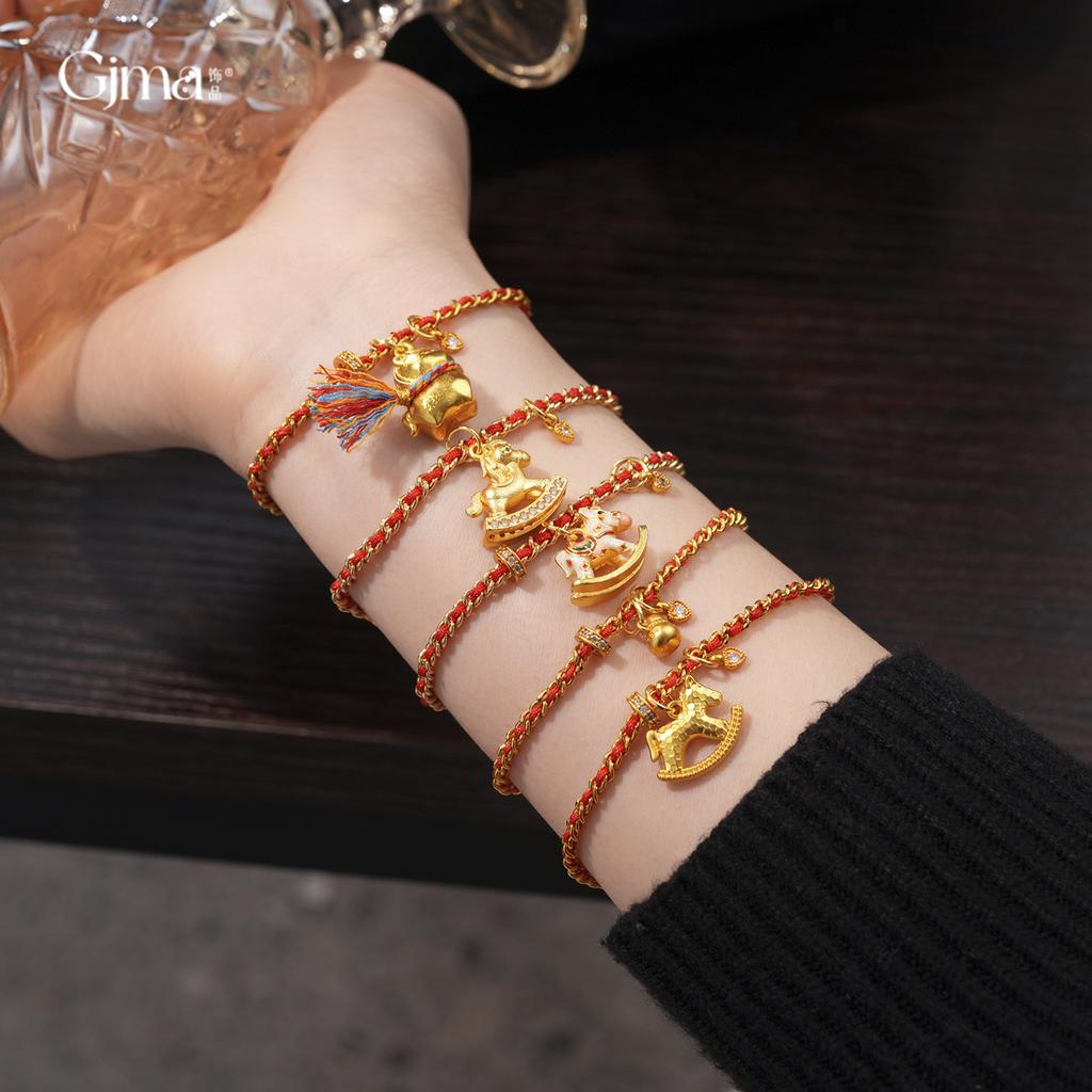 New Chinese style red braided rope natal year pony pendant bracelet bracelet personalized jewelry