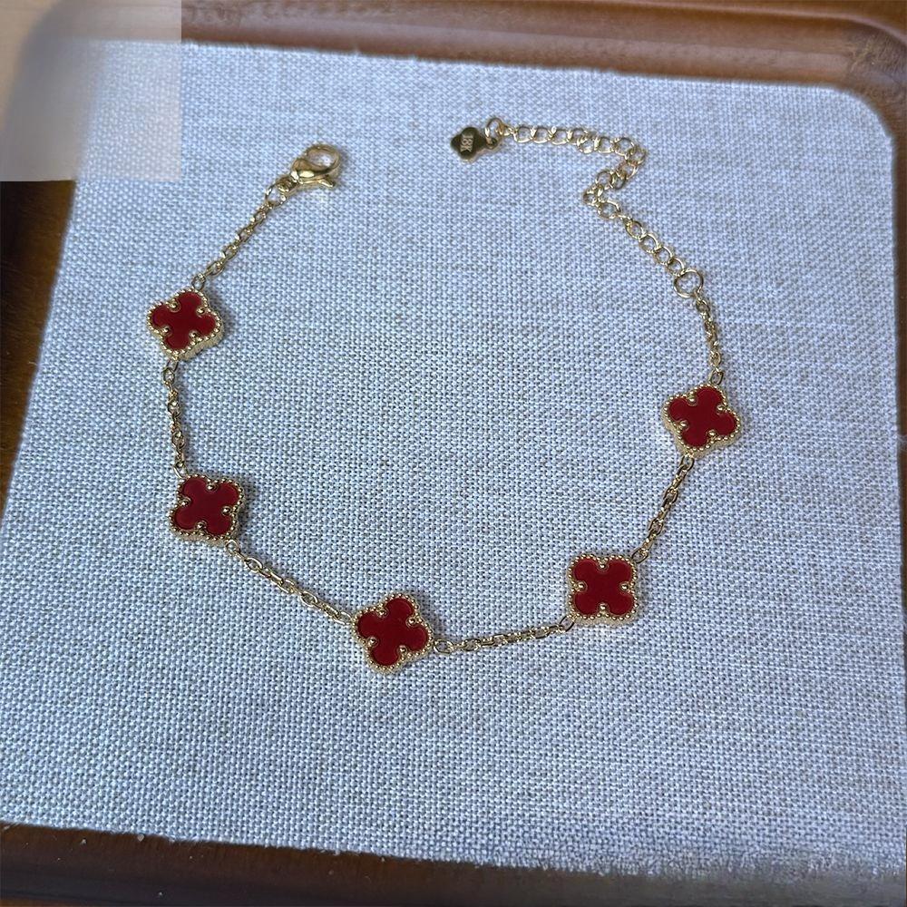 10mm Titanium Steel Non-fading Four-leaf Clover Bracelet Light Luxury Fashion All-match Five-color Bracelet