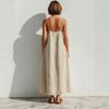 European and American Summer New V-neck Suspender Linen Skirt Simple and Elegant Wind Loose Version Dress