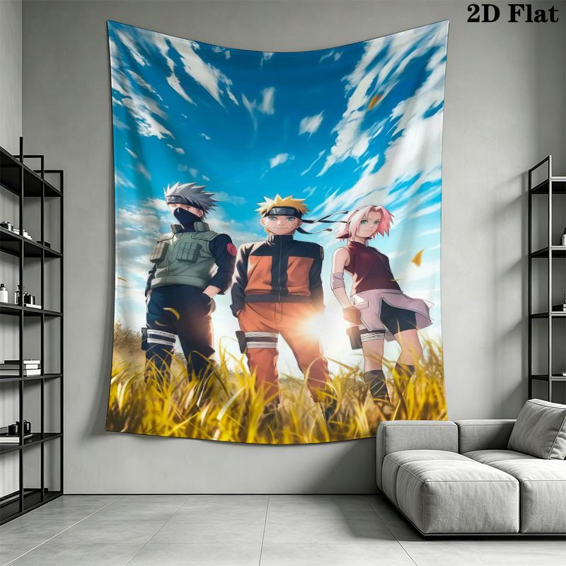 Naruto Team Celebration Wall Tapestry Aesthetic Wall Hanging Printed Fabric Blanket Decorative Tapestries For Bedroom Living Room Home Decor