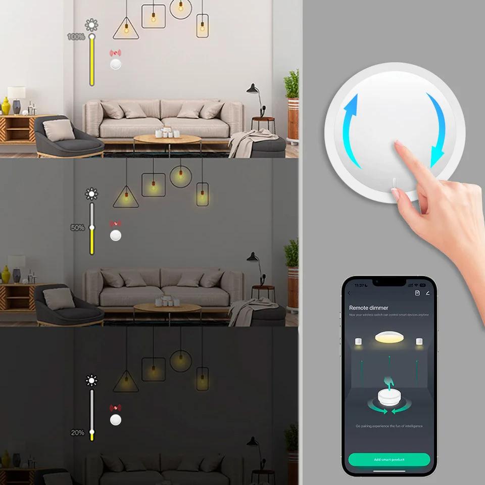 ZigBee Smart Drehschalter DIY Drahtloser Szenen-Taster Drehbarer Dimmerschalter Hausgeräte-Automatisierung Verknüpfung Fernbedienung