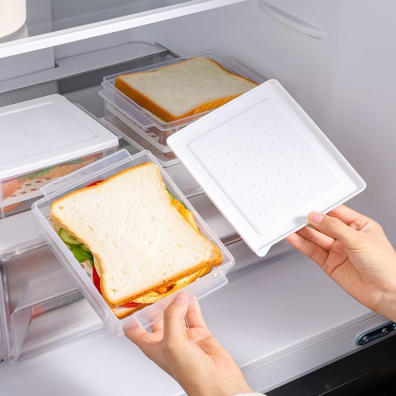1Pcs Sed Bread Storage Box Toast Refrigerator Freezer French Preservation Container Food Storage Covered Partition Box