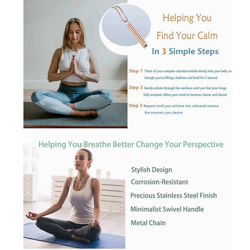 Stainless Steel Anxiety Breathing Necklace for Women Stress Relief Meditation Necklaces Yoga Ritual Female Jewelry Free Shipping