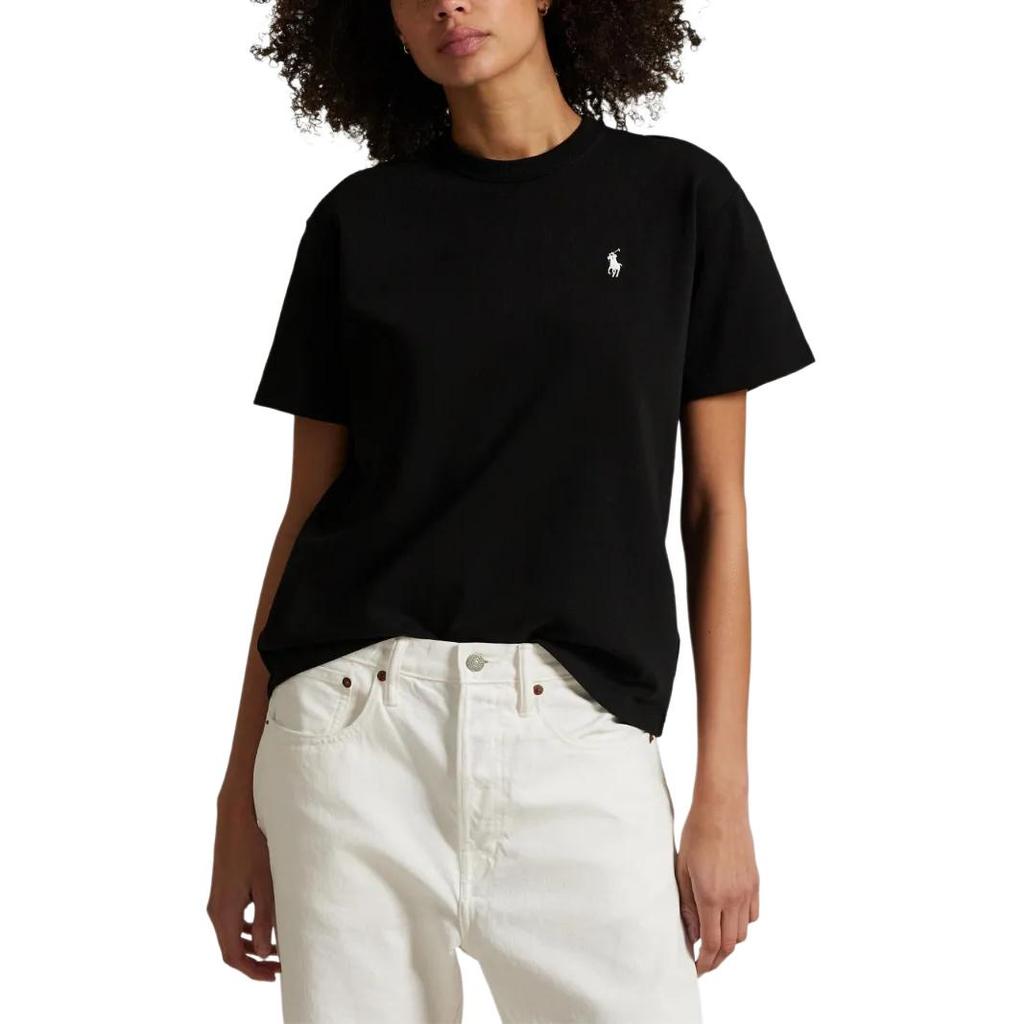 Polo Ralph Lauren Loose Fit Cotton Crew Neck T-Shirt Women tops Black 211967104-002