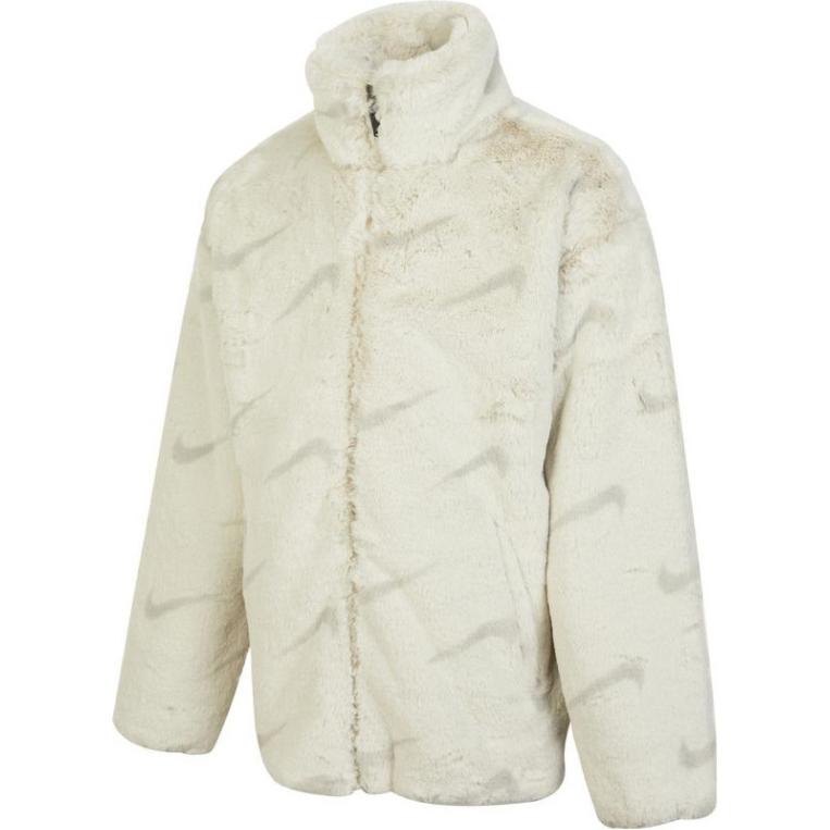 Nike Jacket FW22 Sportswear Logo Pattern Plush Stand Collar Kids Jackets Light-Bone DV3252072
