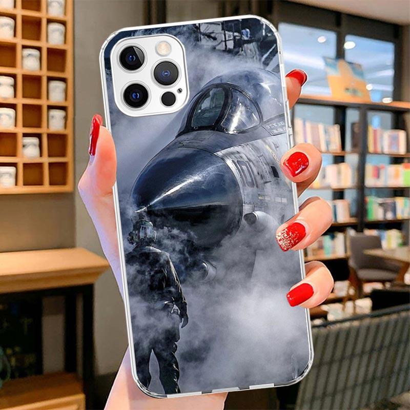 Military Aircraft Warship Fighter Cover Phone Case For iPhone 16 17 Air 15 14 Pro Max 16E Phone Case 13 Mini 12 11 7 SE 8 Print