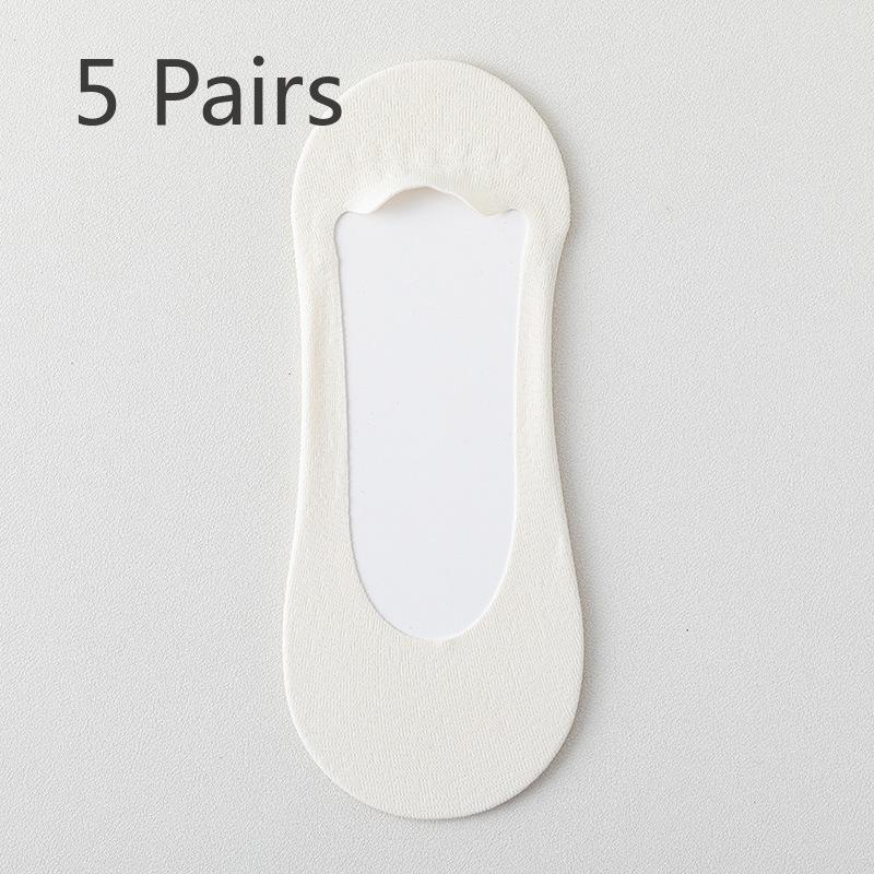 5 Perechi de Șosete Invizibile de Vară Subțiri din Bumbac Pur, Absorbante de Transpirație, Antiderapante, din Mătase, pentru Femei