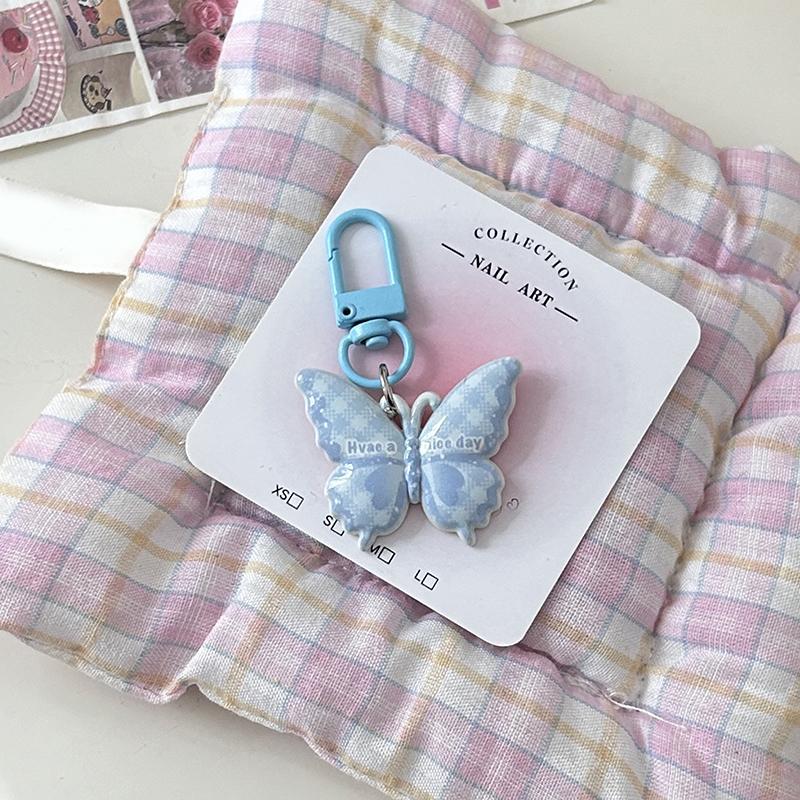 Colorful Butterfly With Colorful Letters Keychain Pendant Earphone Hanger Women Couple Keychain Bag Pendant Backpack Accessories