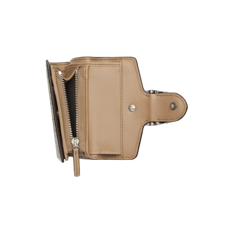 Gucci Logo Print Suede Trim Canvas Wallet Regular Women's Brown