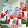 1PC I Love Strawberry V Letter 750ml Color Plastic Sports Water Bottle Leakproof Flip Straw Lid Suitable for Sports Office Home Use