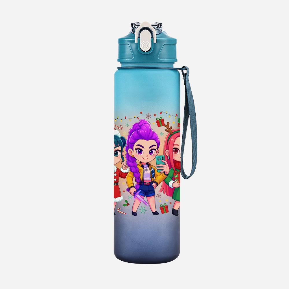 Cartoon Christmas K-Pop Demon Hunters Printed Large Capacity Drinking Cup Portable Outdoor 750Ml Water Bottle Sports Water Cup Children Kid Gift