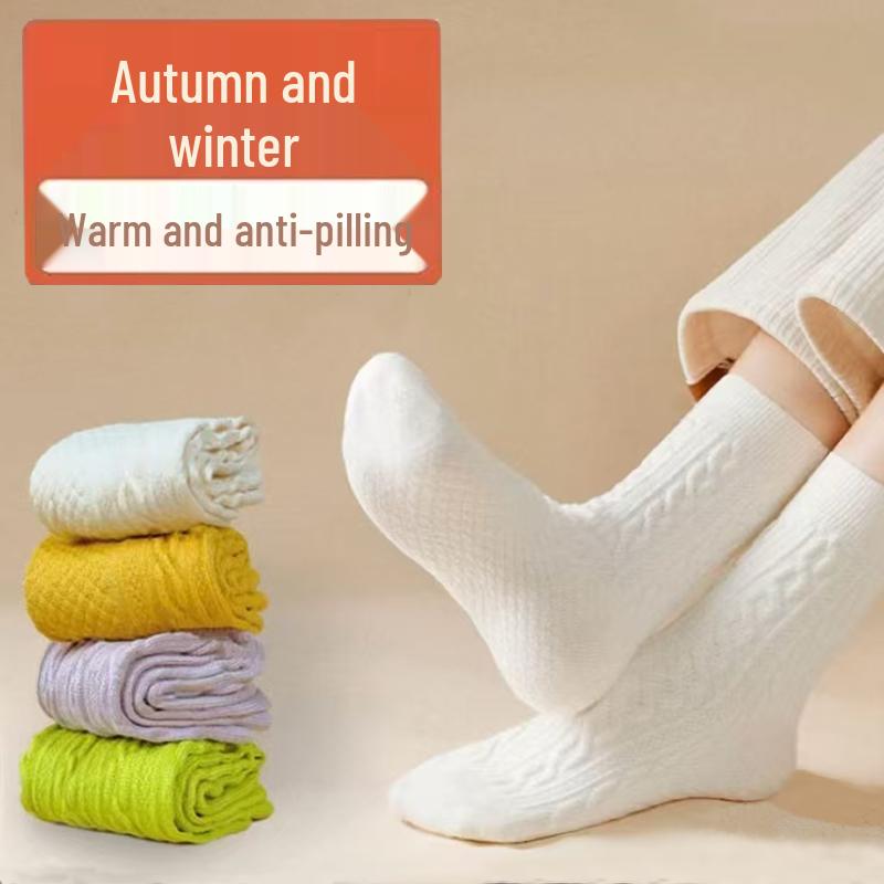

Women s Thick Cable-Knit Imitation Cashmere Mid-Calf Socks - Fleece-Lined, Warm, Japanese-Style, Maternity Slouch for Autumn/Winter 1 Pair Made in China Honor
