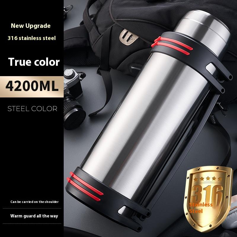 4000ML Black Stainless Steel Thermos Bottle High-capacity Outdoors Motion Mountain Climbing Water Bottle Home Thermos Cup