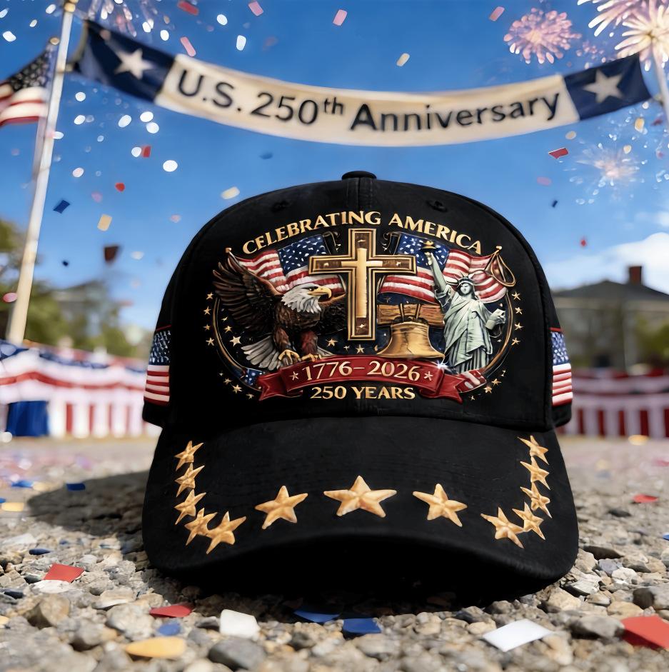3D Printed American 250 Free Muse American Eagle Two Flags Commemorative Baseball Cap