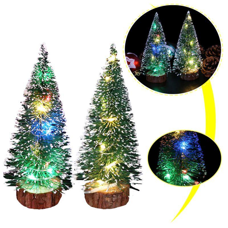 Mini Christmas Cedar Tree With Led Lights Small Pine Table Desk Xmas Home Decor