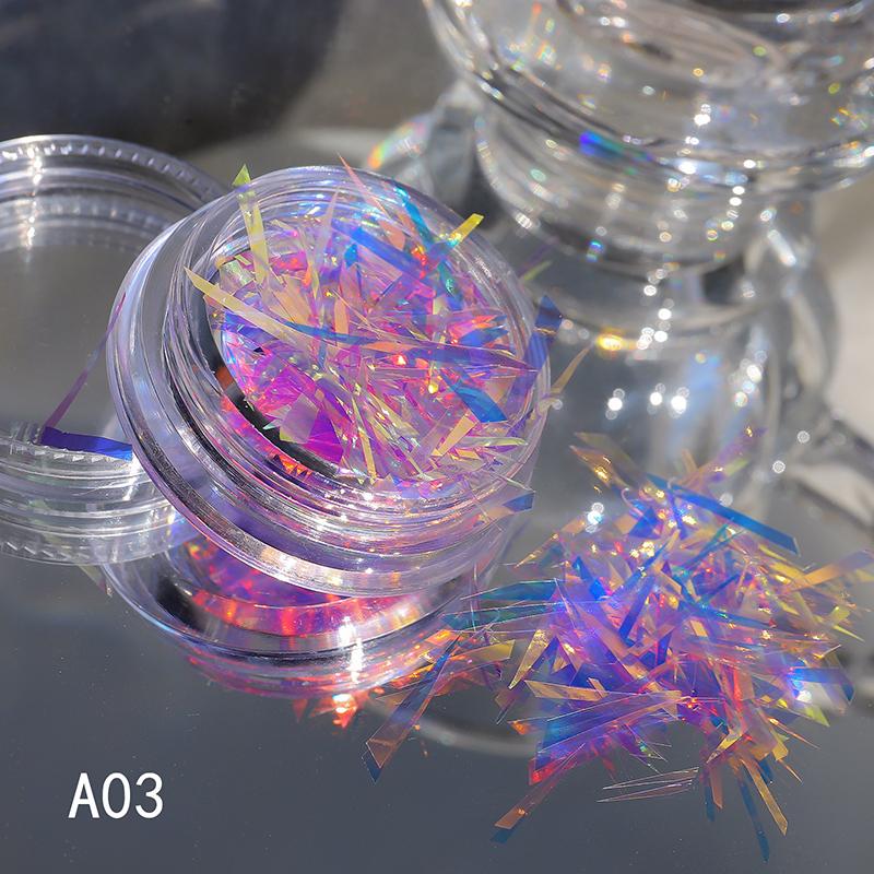 1 Caixa Papel Holográfico Irregular Vidro Quebrado Folha de Unha Aurora Decalque Gradiente Laser Flocos Adesivo Acessórios Diy Decoração de Manicure