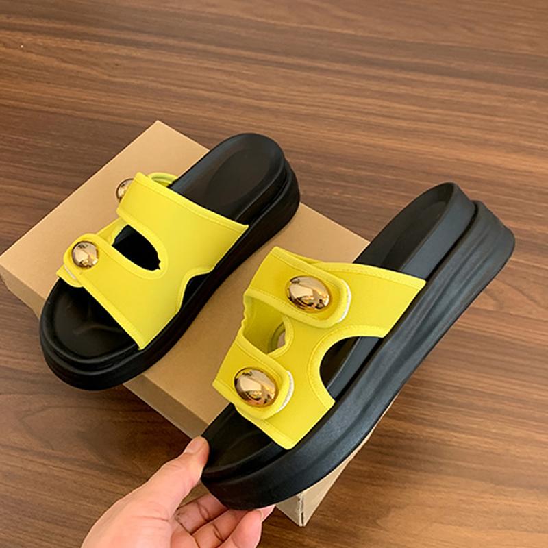 

Черные шлепанцы на толстом каблуке женские летние уличные дышащие повседневные женские сандалии на мягкой подошве резиновая подошва полиуретановый верх 42 жёлтый