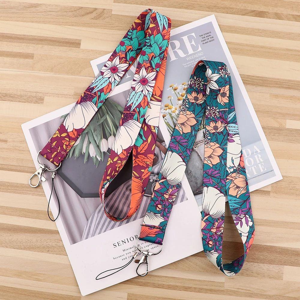 Mobile Phone Strap Webbings Ribbon Badge Holder Keys Keychain ID Card Pass Hang Rope Flower Lanyard