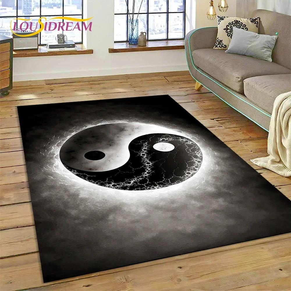 Nature Yin Yang Chinese Tai Chi Bagua Carpet Rug for Bedroom Living Room Home Sofa Decoration,Child Game Large Decor Floor Mat
