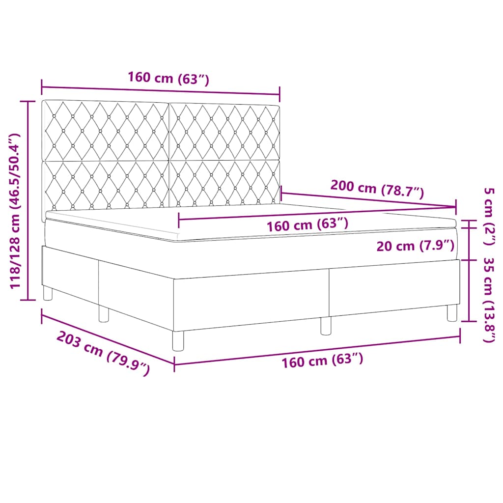 Box Spring Bed with Mattress Dark Blue 160 X 200 Cm Velvet