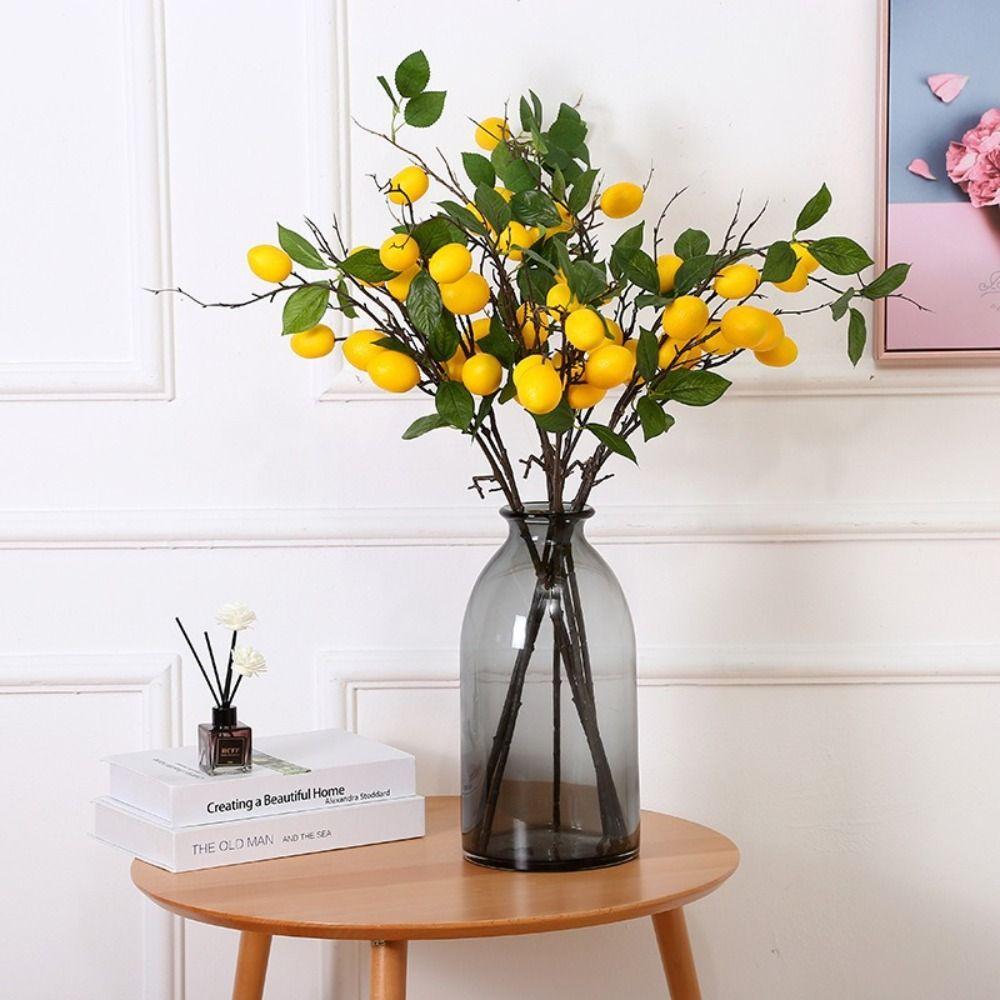 

Green Plants Artificial Lemon Branch DIY Fake Plants Simulation Lemon Fruit Tree Holiday Decor