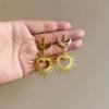 Gothic Thorny Heart Gold Earrings for Women