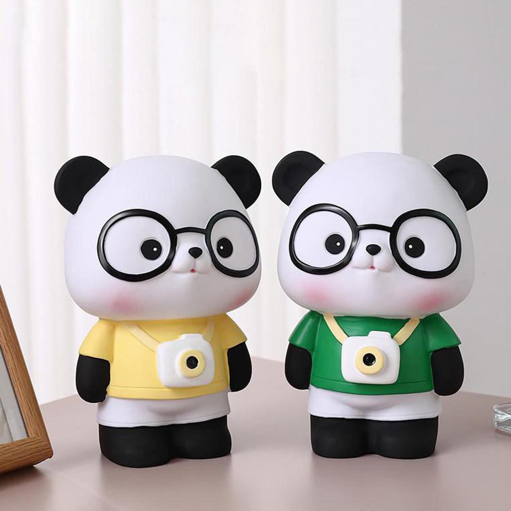Panda Sculpture Valentine's Day Ornament Cartoon Cute Piggy Bank for Bedroom