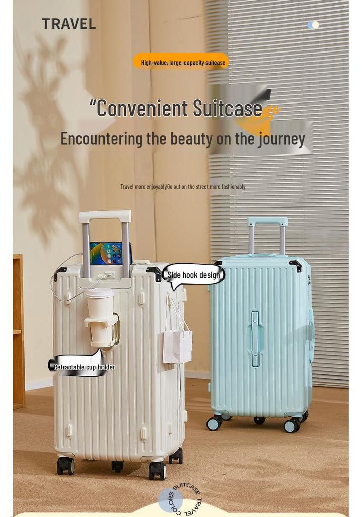 Women's Lightweight Travel Suitcase - Five-Wheel, 24"/28" Options, Large Capacity, Corner Protectors