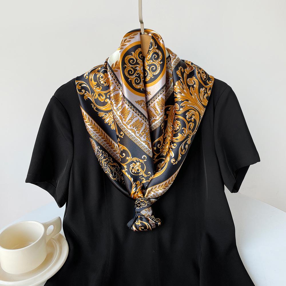Women's Court-Style Large Scarf: A Fashionable and Versatile Satin Scarf for Wrapping the Head or Wearing As a Wrap