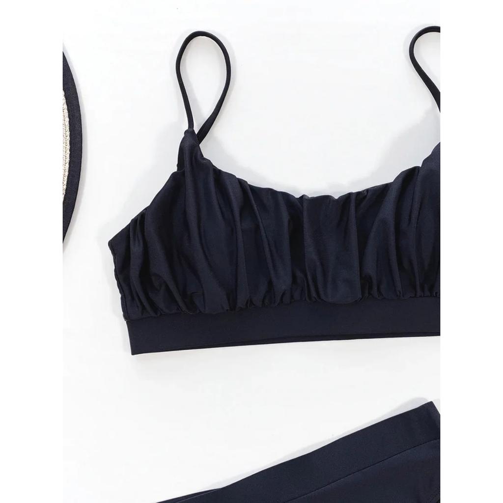 2024 Summer Women's Bikini Triangle Sexy Solid Two Piece Bathing Suit High Waist Bikini Beach Swimsuit for Women