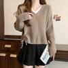 Women's Slimming V-Neck Drawstring Knit Top - 2026 Autumn/Winter Fashion