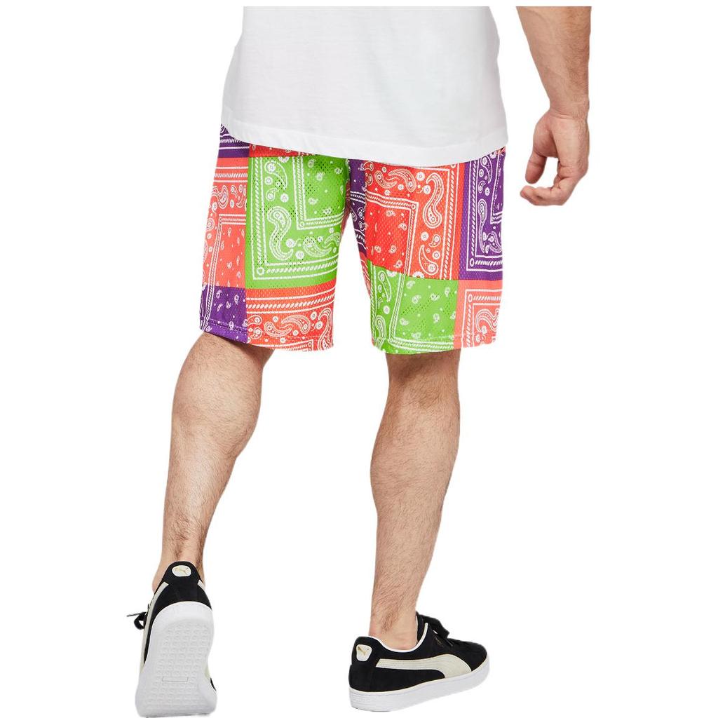Puma Fit Cashew Flower Logo Print Basketball Sports Casual Shorts Unisex Shorts Red Green 537101-01
