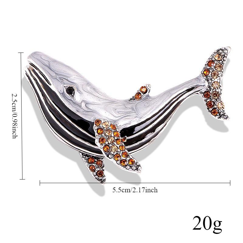 Whale brooch, European and American fashion brooch, inlaid with rhinestones, drip oil, crystal collar brooch