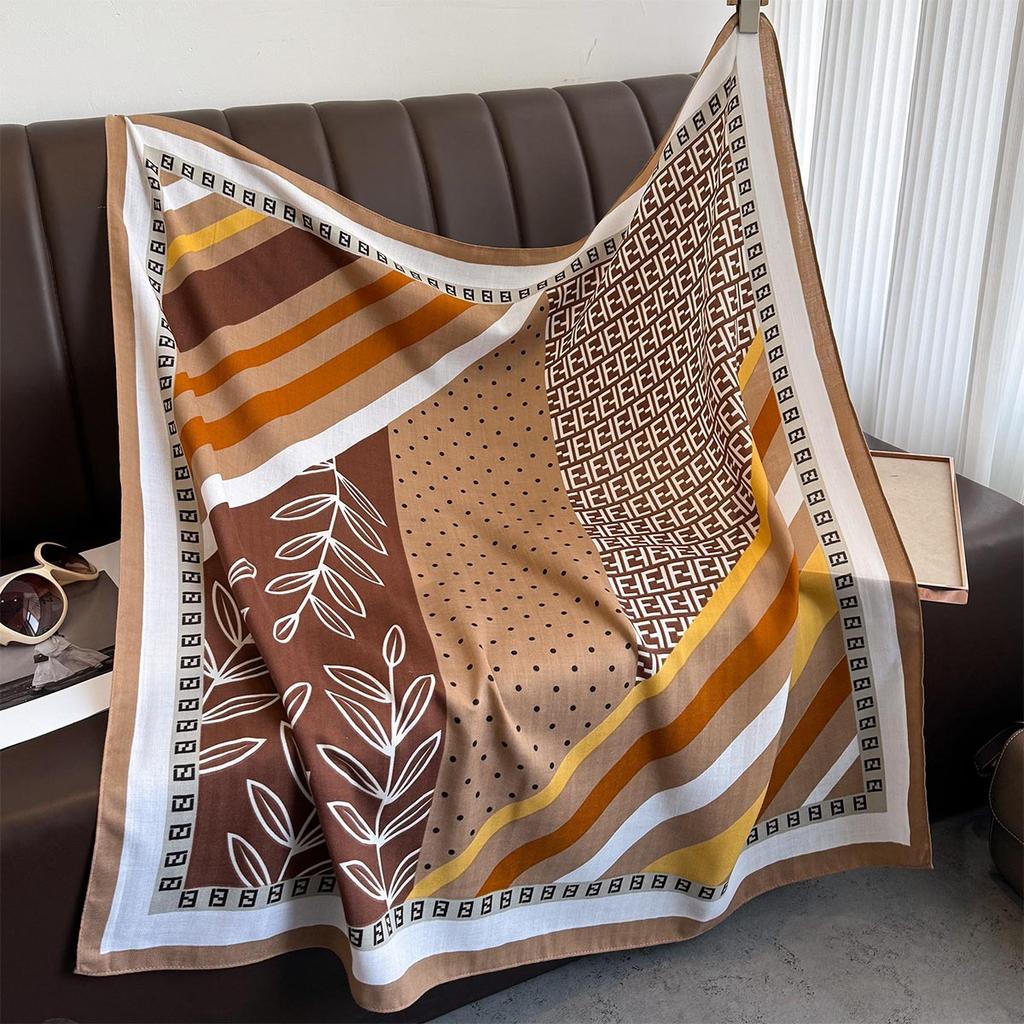 Korean Style Splicing Fashion Contrast Thin New Style Big Square Scarf Multi-public Professional Decorative Scarf External Sun Protection