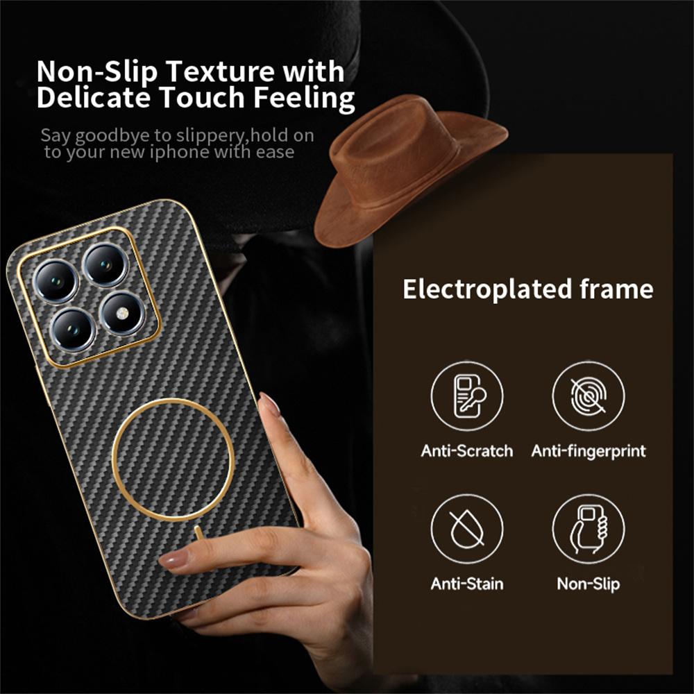 For Xiaomi 15T Phone Case Carbon Fiber Textured Electroplated TPU Back Cover