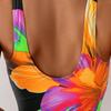 Printed sexy one-piece swimsuit women's wide shoulder straps