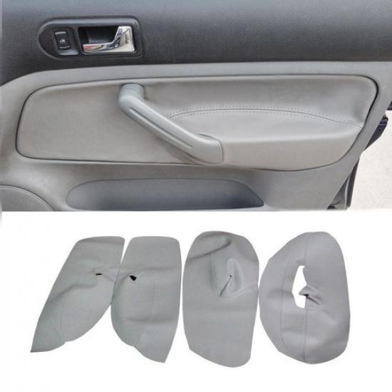 4Pcs Gray Interior Door Panel Leather Cover For VW Bora Jetta Golf MK4 1998-2005