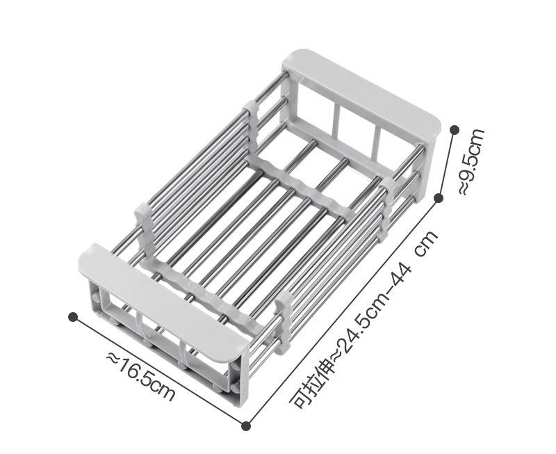 Retractable Kitchen Sink Drain Rack Drain Storage Rack Stainless Steel Bowls Tableware Vegetables Fruits Cleaning Drain Basket