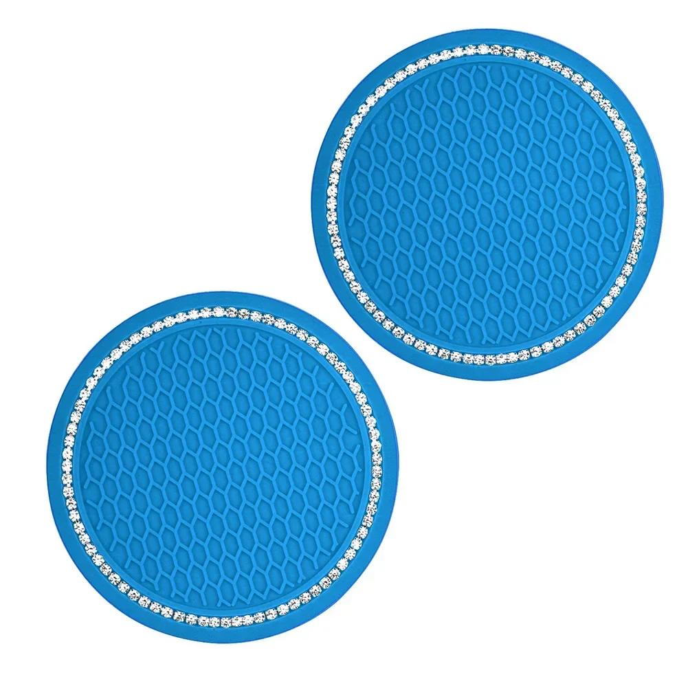 New Car Non-slip Water Cup Pad Diamond Rhinestone Bling Decoration Auto Interior Cup Bottle Anti-skid Rubber Mat Car Accessories