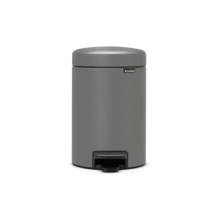 Poubelle à pédale - Brabantia - NewIcon - 3L - Mineral Concrete G - Gris
