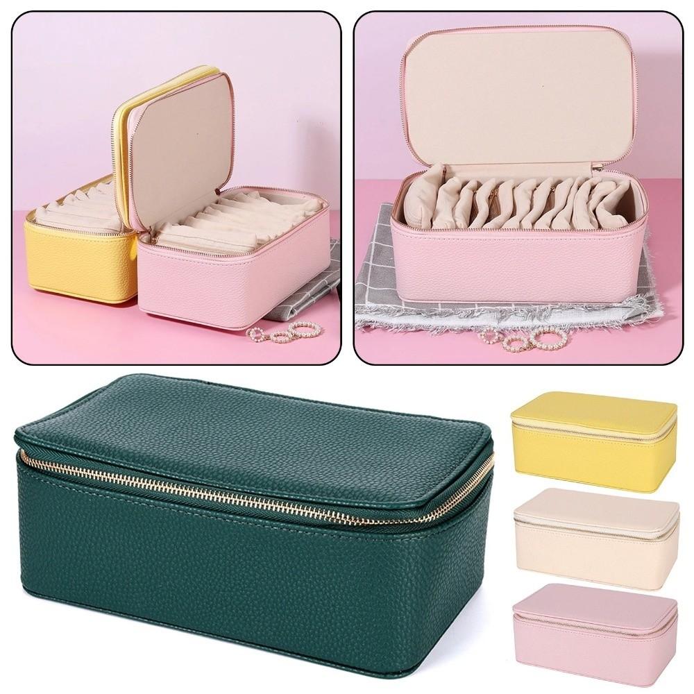 Dustproof Jewelry Display Box with 12 Small Pouches Jewelry Storage Case PU Jewelry Box  Home