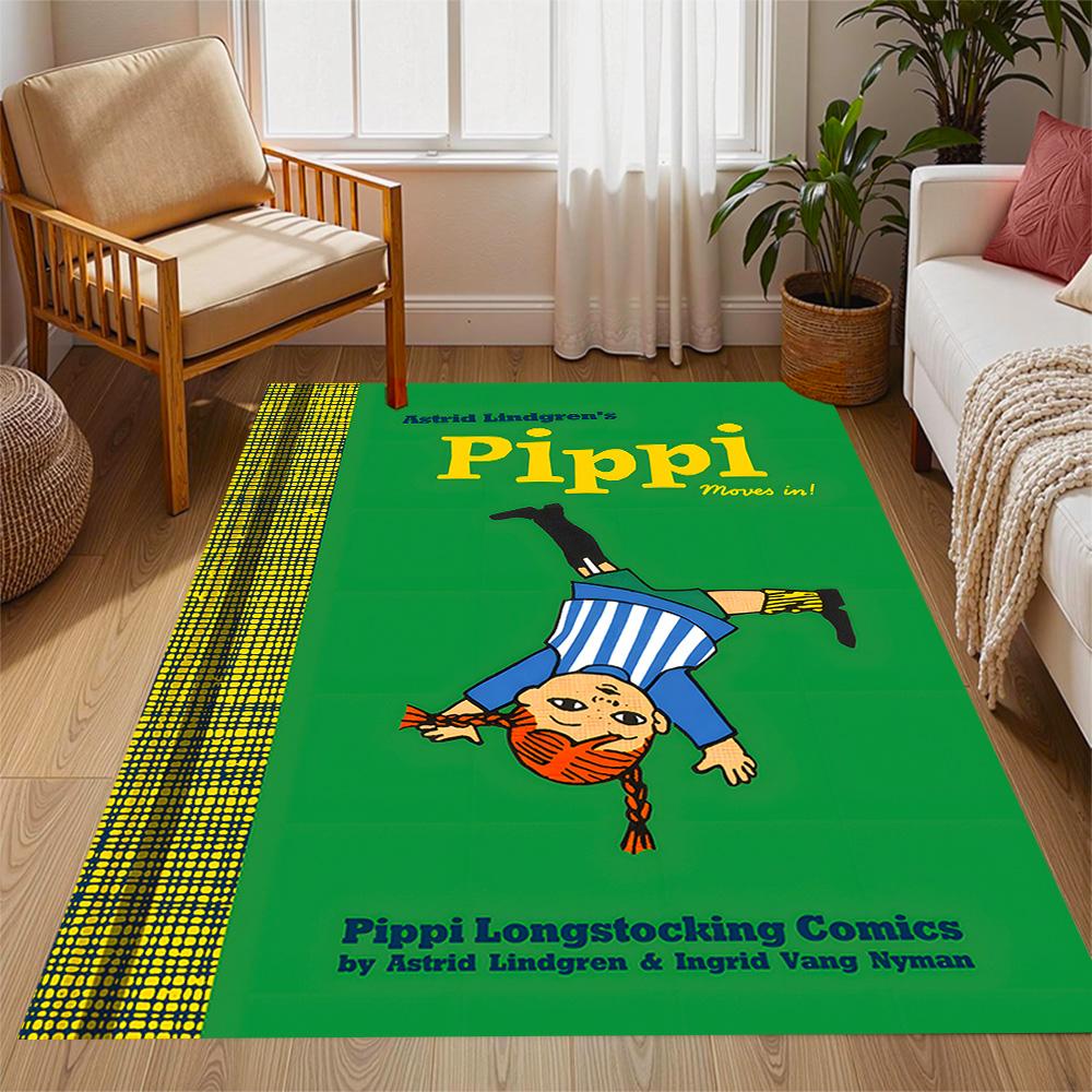 Tappeti Antiscivolo a Tema Avventure di Pippi Calzelunghe - Arredamento per la Casa in Poliestere, Adatti per Camere da Letto, Soggiorni, Ingressi, Studi e Decorazioni