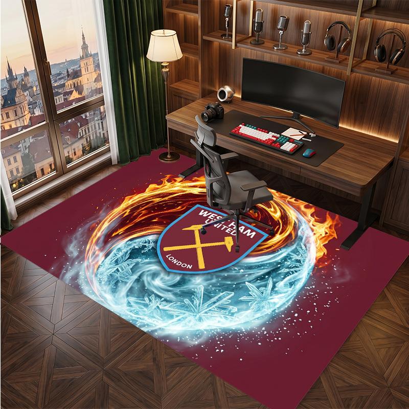 Tappeto in Velluto di Cristallo con Stampa del West Ham United Football, Comodo Assorbente d'Acqua Antiscivolo Tappeto per Pavimenti Interni