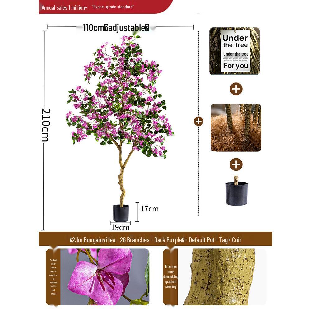 Large Artificial Bougainvillea Tree for Indoor Decoration - Potted Fake Cherry Blossom Plant Ornament