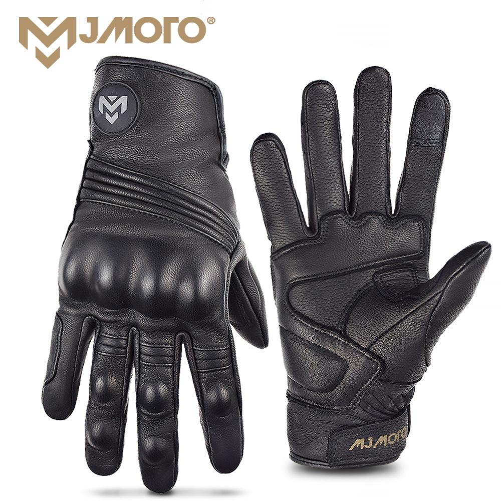 Motorcycle gloves, locomotive riding protection, anti-drop punching gloves, retro black gloves, breathable M