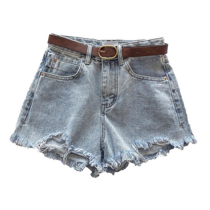Light Blue Denim Shorts Women's Summer Thin Loose Thin Show High A Word Wide Legs All Match