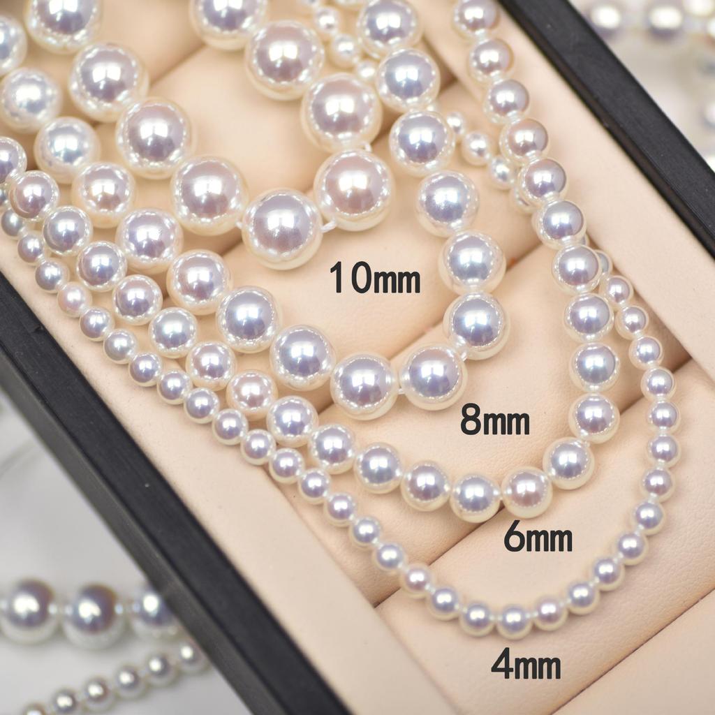 Kleine kirschblütenrosa Glasperlen mit hoher Helligkeit, 4–10 mm, rund, Meerwasser-Imitation